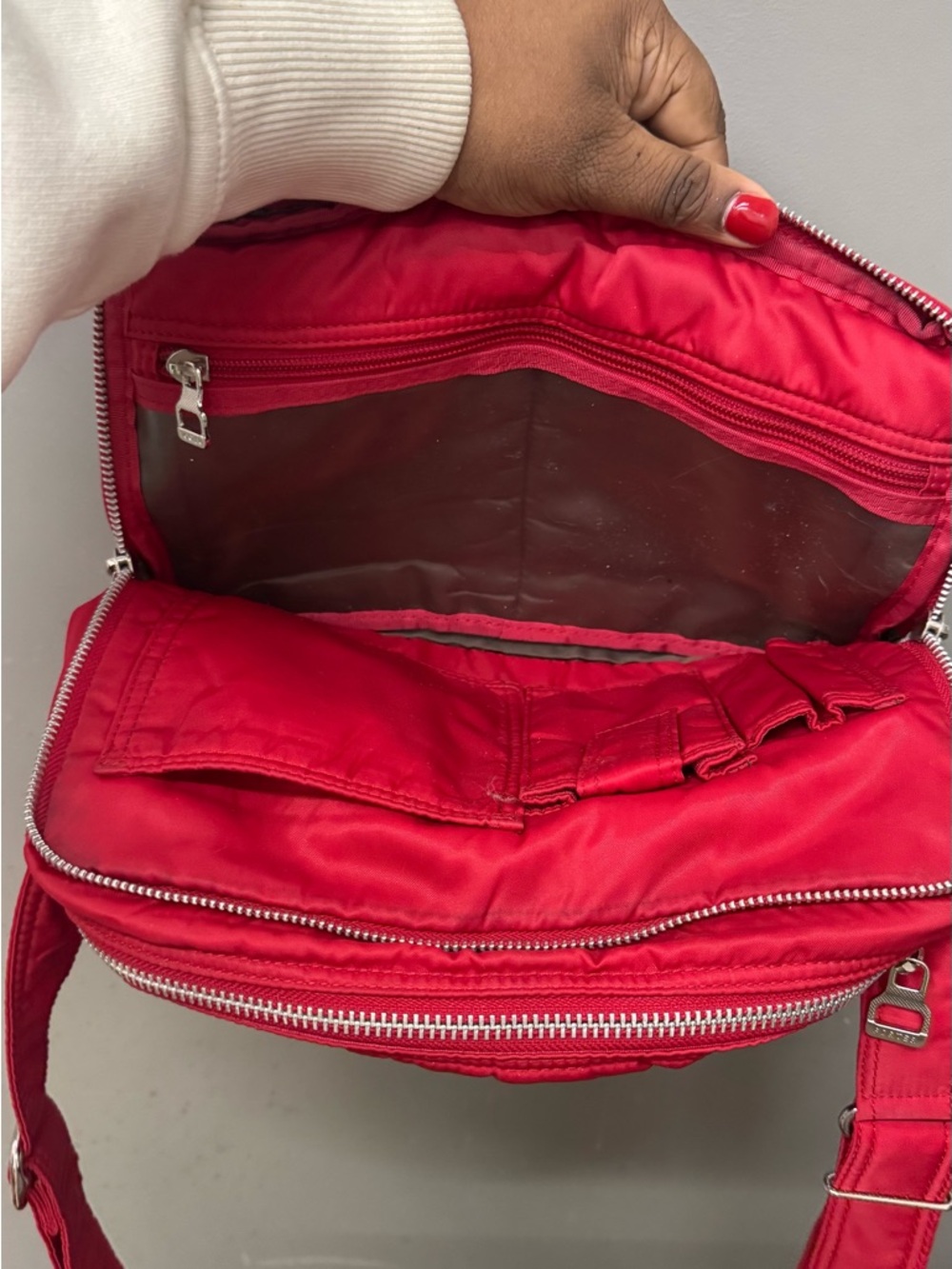 Porter Tanker Sling Bag Red Nylon Japanese Designer Shoulder Bag Unisex Compact - Picture 8 of 8